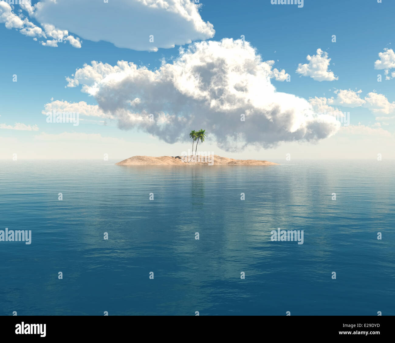 3D render of a tropical island in a clear blue sea Stock Photo - Alamy
