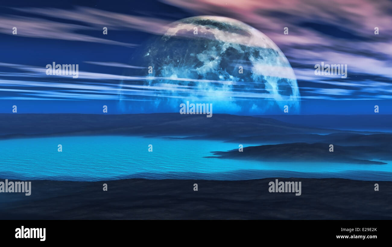 3D render of a digitally created planet scene Stock Photo - Alamy