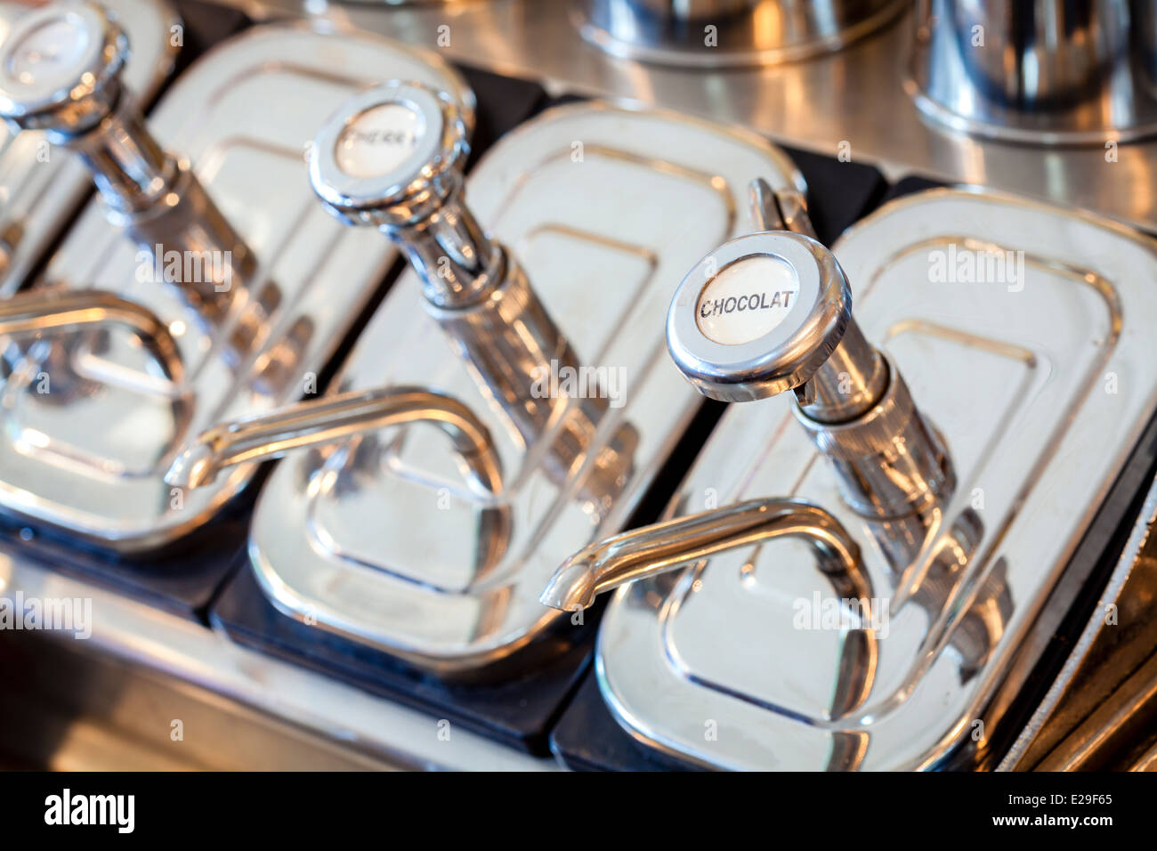 Soda fountain syrup dispensers Stock Photo