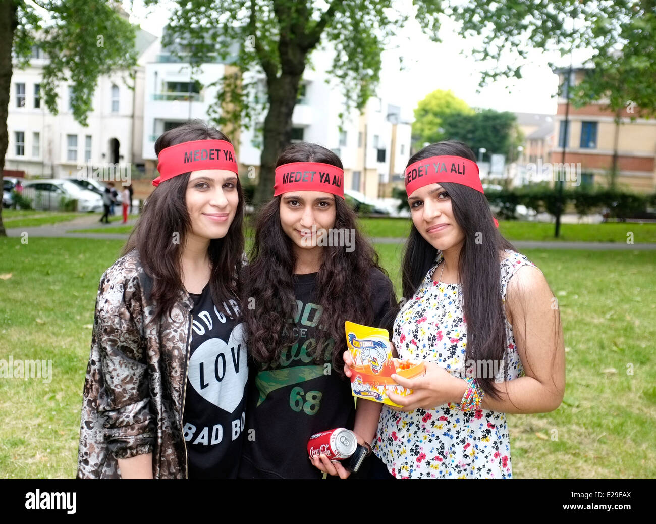 Alawites girls with their red bandana Stock Photo