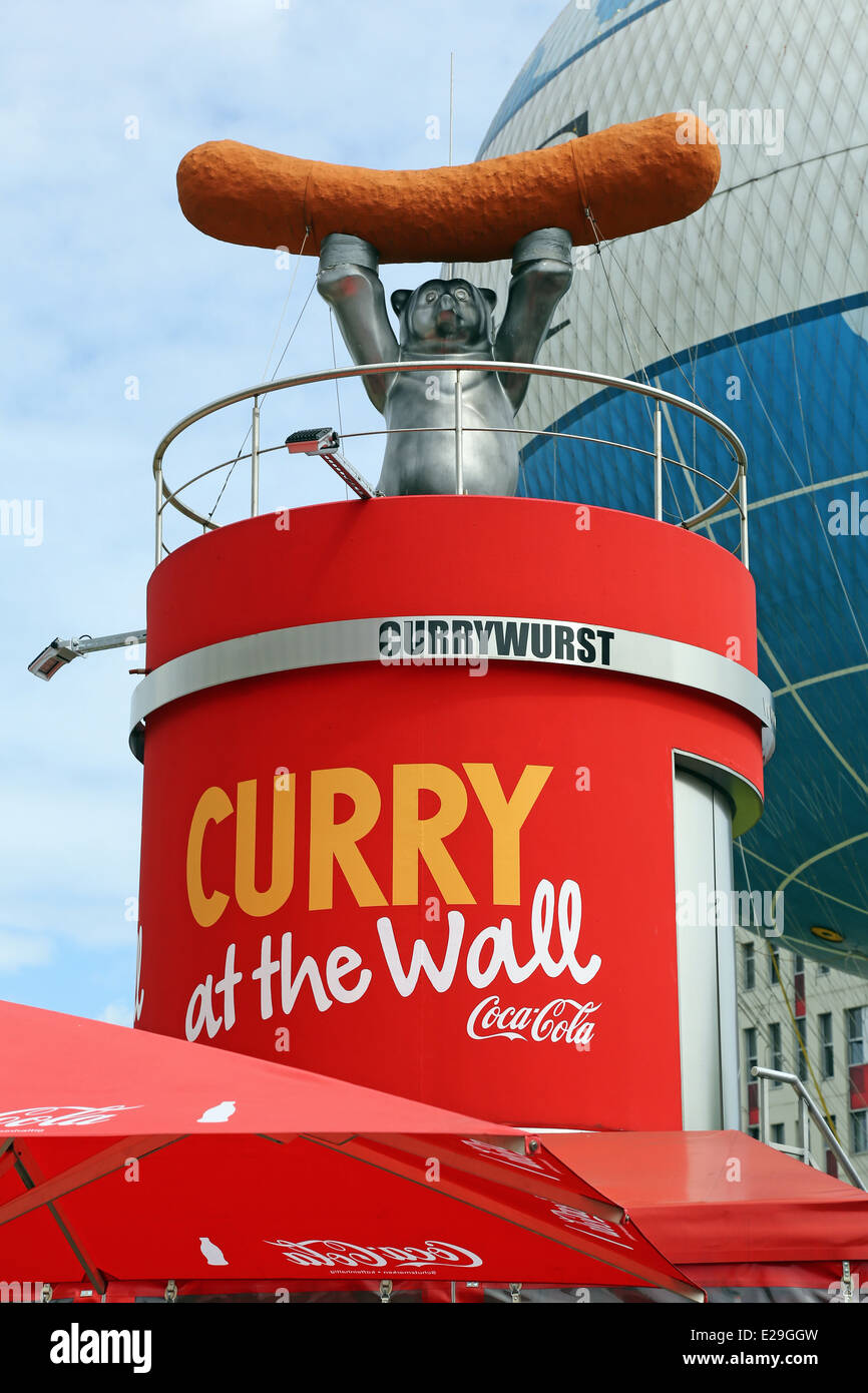 Curry Wurst fast food stall sign in Berlin, Germany Stock Photo