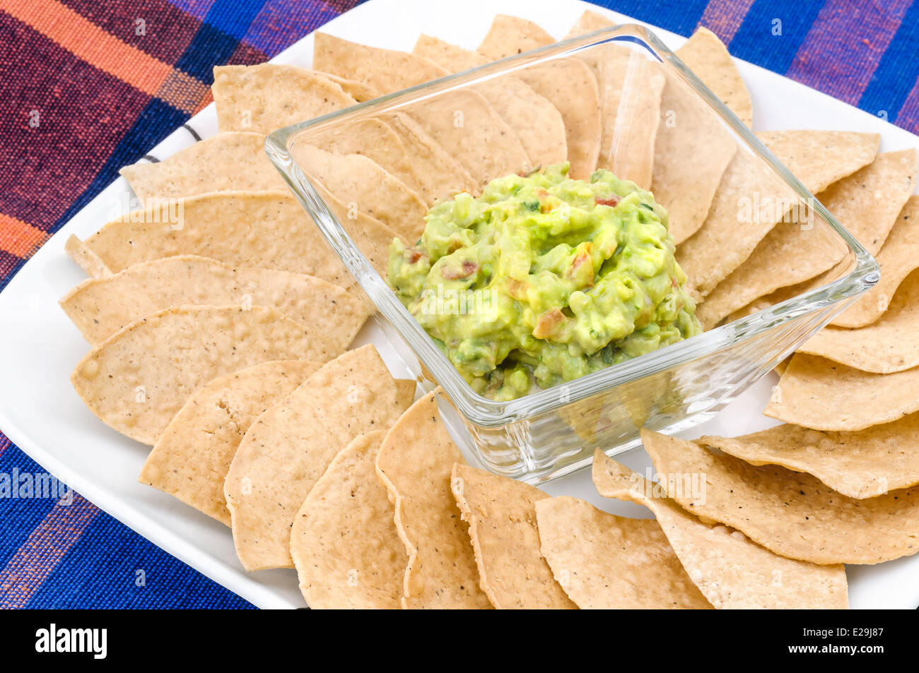 Guacamole with corn tortilla chips Stock Photo Alamy