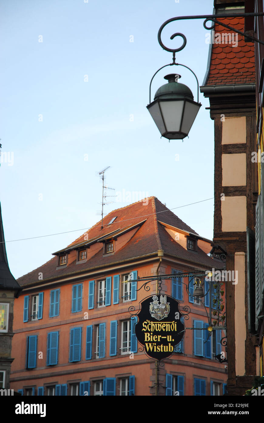 Pub sign in Colmar, France Stock Photo