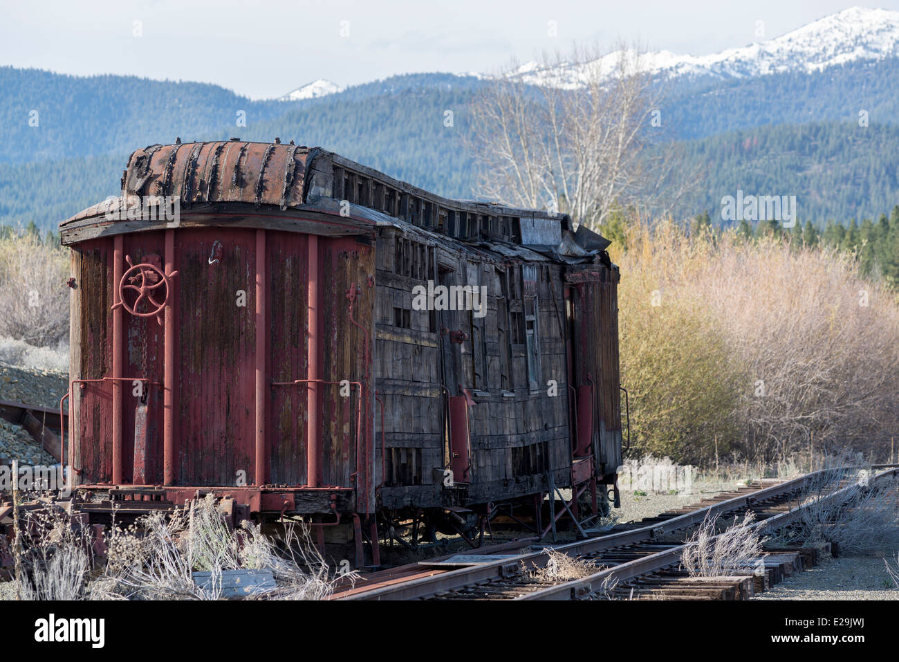 Old rail car in the yard of the Sumpter Valley Railroad, Eastern Oregon Stock Photo Alamy