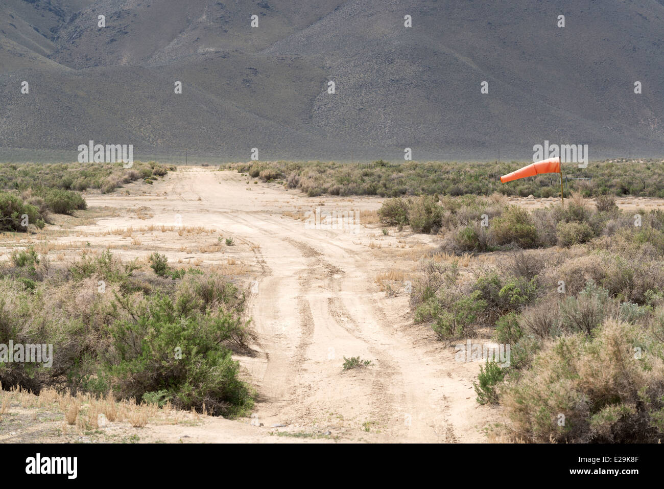 Dirt air strip outside Denio, Nevada. Stock Photo