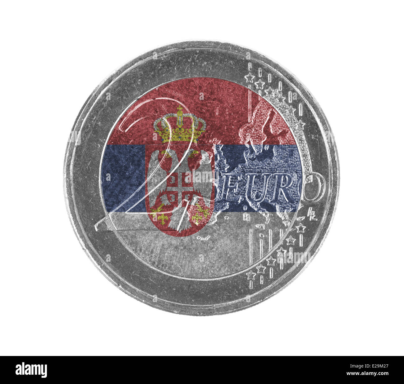 Euro coin, 2 euro, isolated on white, flag of Serbia Stock Photo Alamy