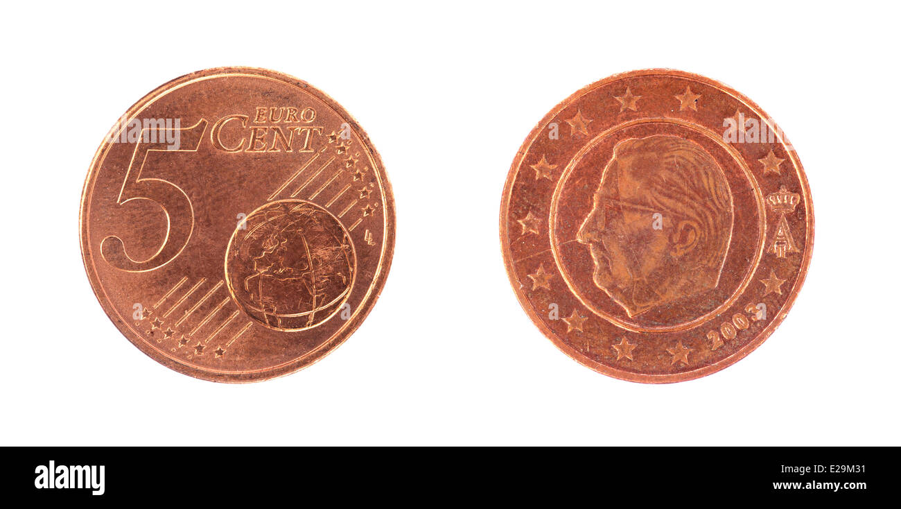 5 euro cent coin, isolated on white Stock Photo - Alamy