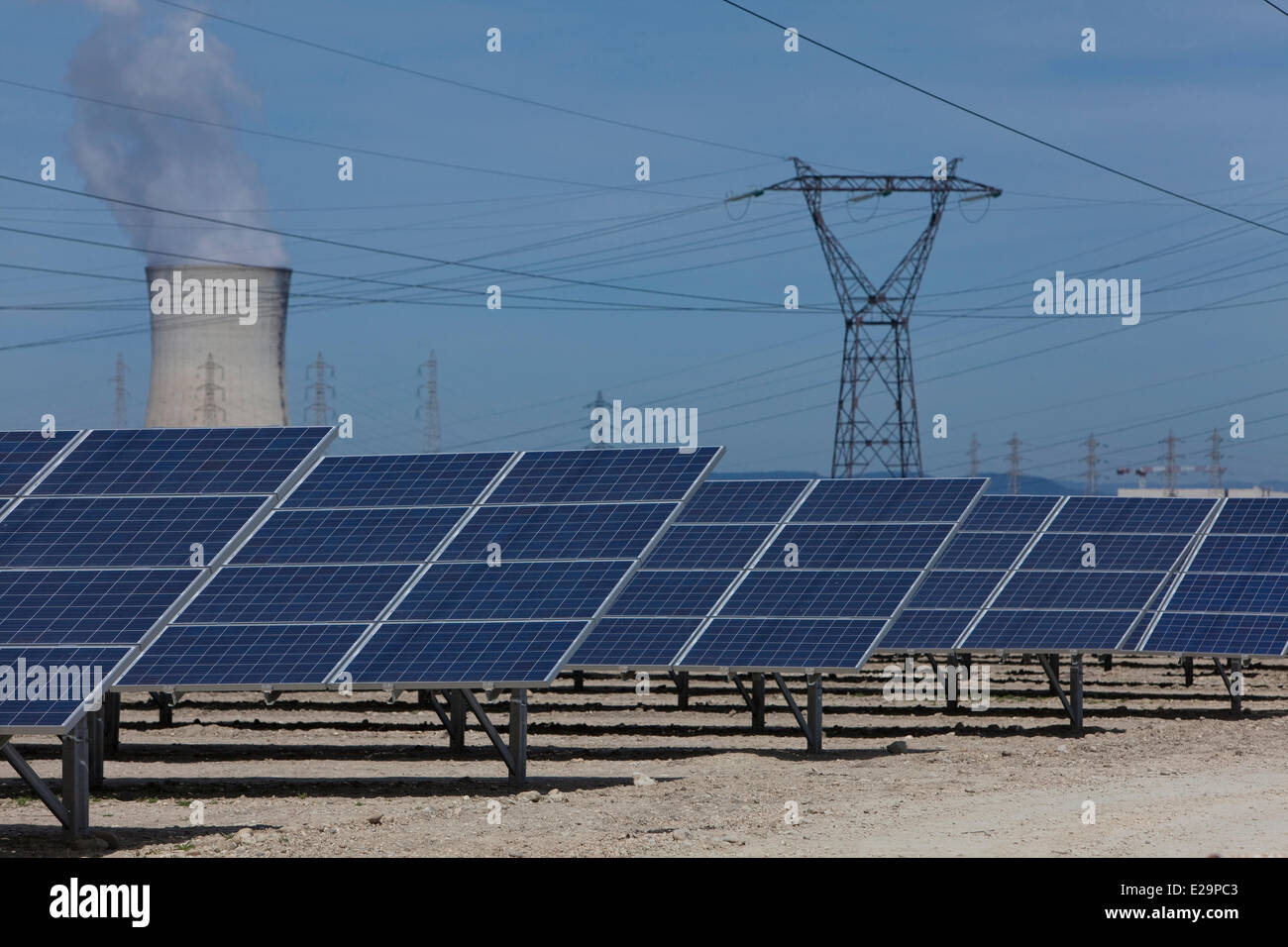 France, Vaucluse, Bollene, Tricastin industrial nuclear site, photovoltaic solar power plant of 4 MW of the Compagnie National Stock Photo