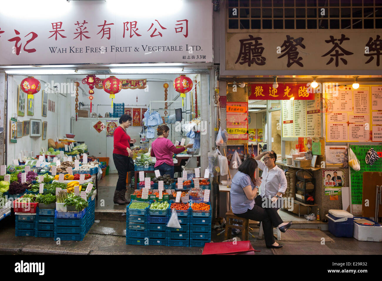 China, HongKong island, Central District, market chinese shops Stock