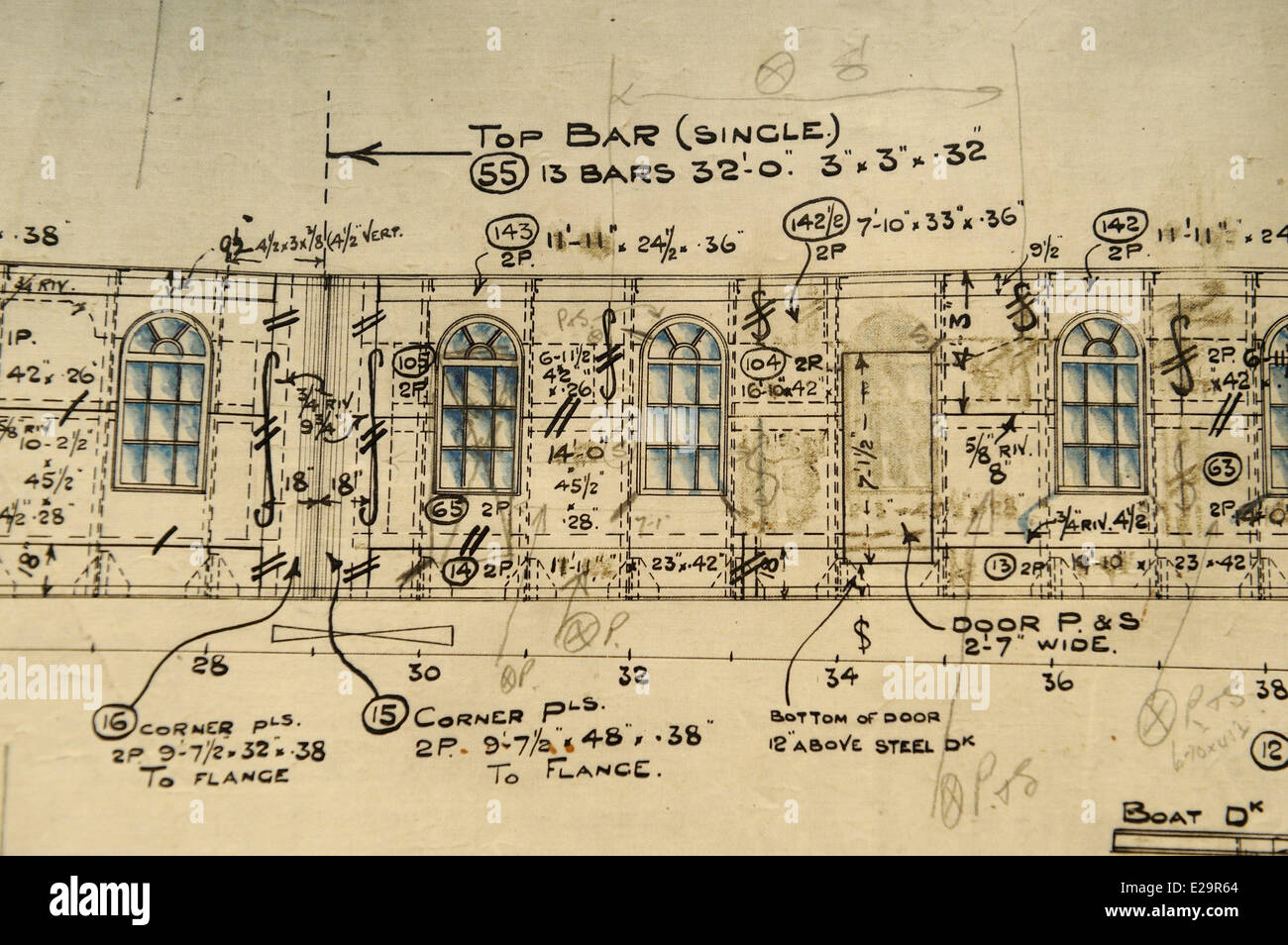 United Kingdom, Northern Ireland, Cultra near Belfast, Ulster Folk and Transport Museum, original plans of the RMS Titanic Stock Photo