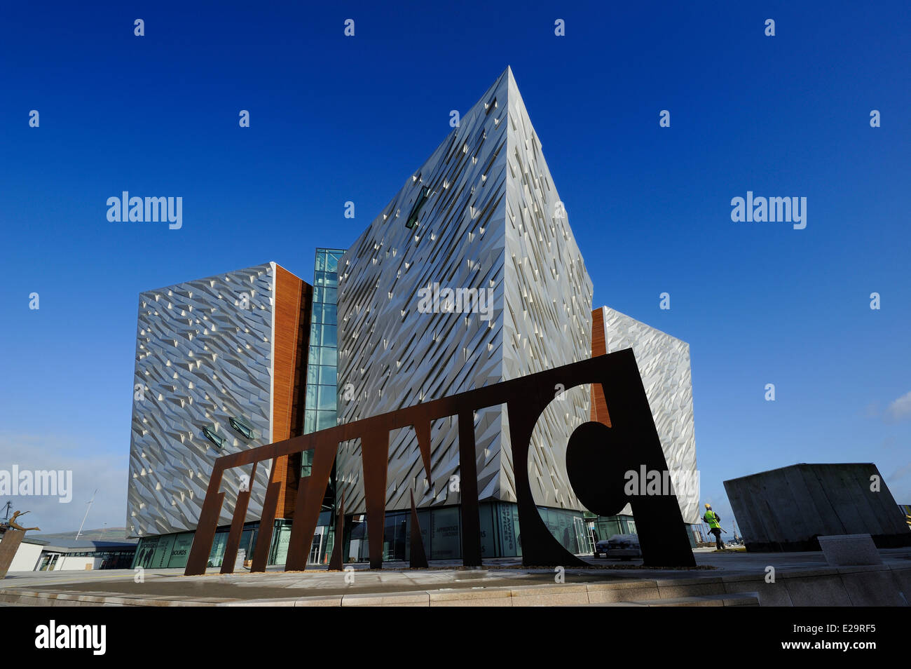 United Kingdom, Northern Ireland, Belfast, docks district of Queen's Island, the Titanic Belfast Experience center Stock Photo