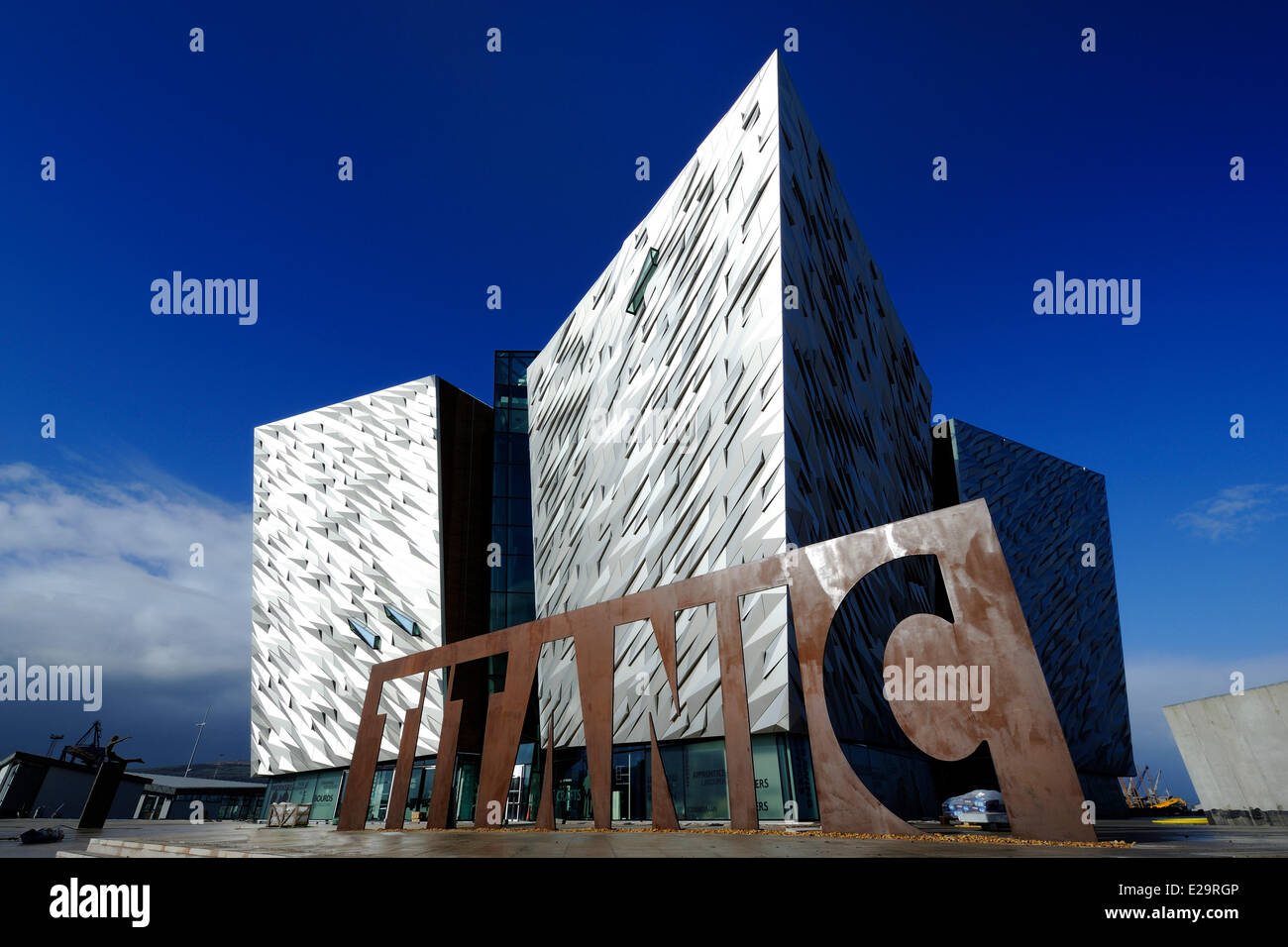 United Kingdom, Northern Ireland, Belfast, docks district of Queen's Island, the Titanic Belfast Experience center Stock Photo