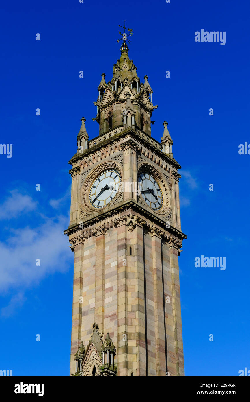 United Kingdom, Northern Ireland, Belfast, the Clock Tower on Custom House square Stock Photo