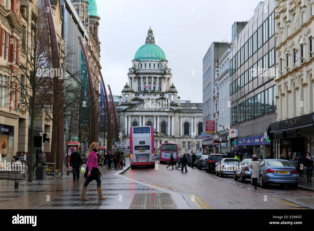 United Kingdom, Northern Ireland, Belfast, the City Hall on Donegall square Stock Photo