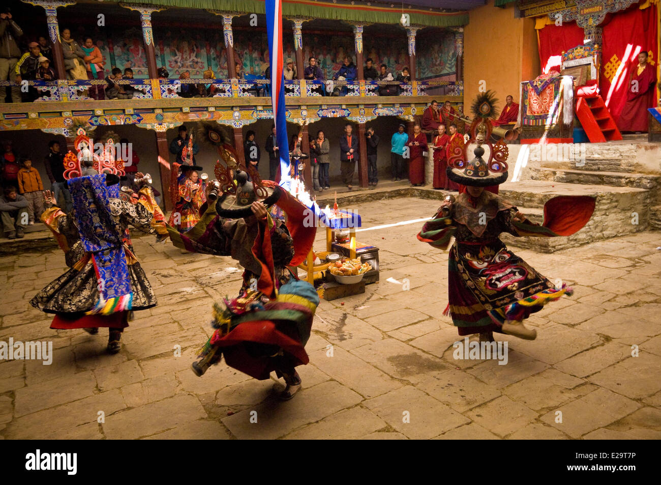 Nepal, Sagarmatha Zone, Solu Khumbu District, Chiwong Monastery, sherpa festival of Mani Rimdu, the Ser Kyem, or Danse of the Stock Photo