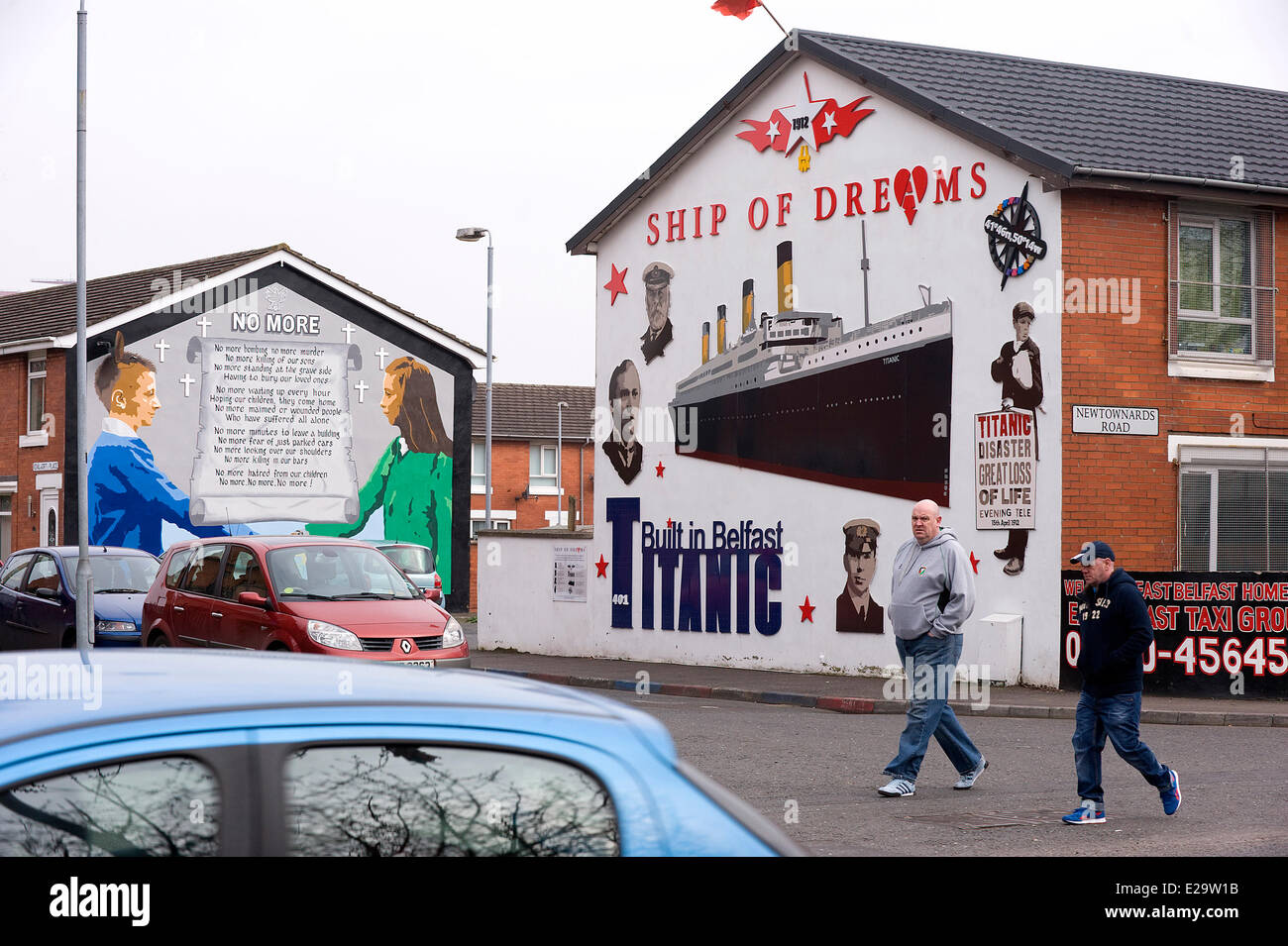 United Kingdom, Northern Ireland, Belfast, a Titanic mural in the loyalist East Belfast area Stock Photo
