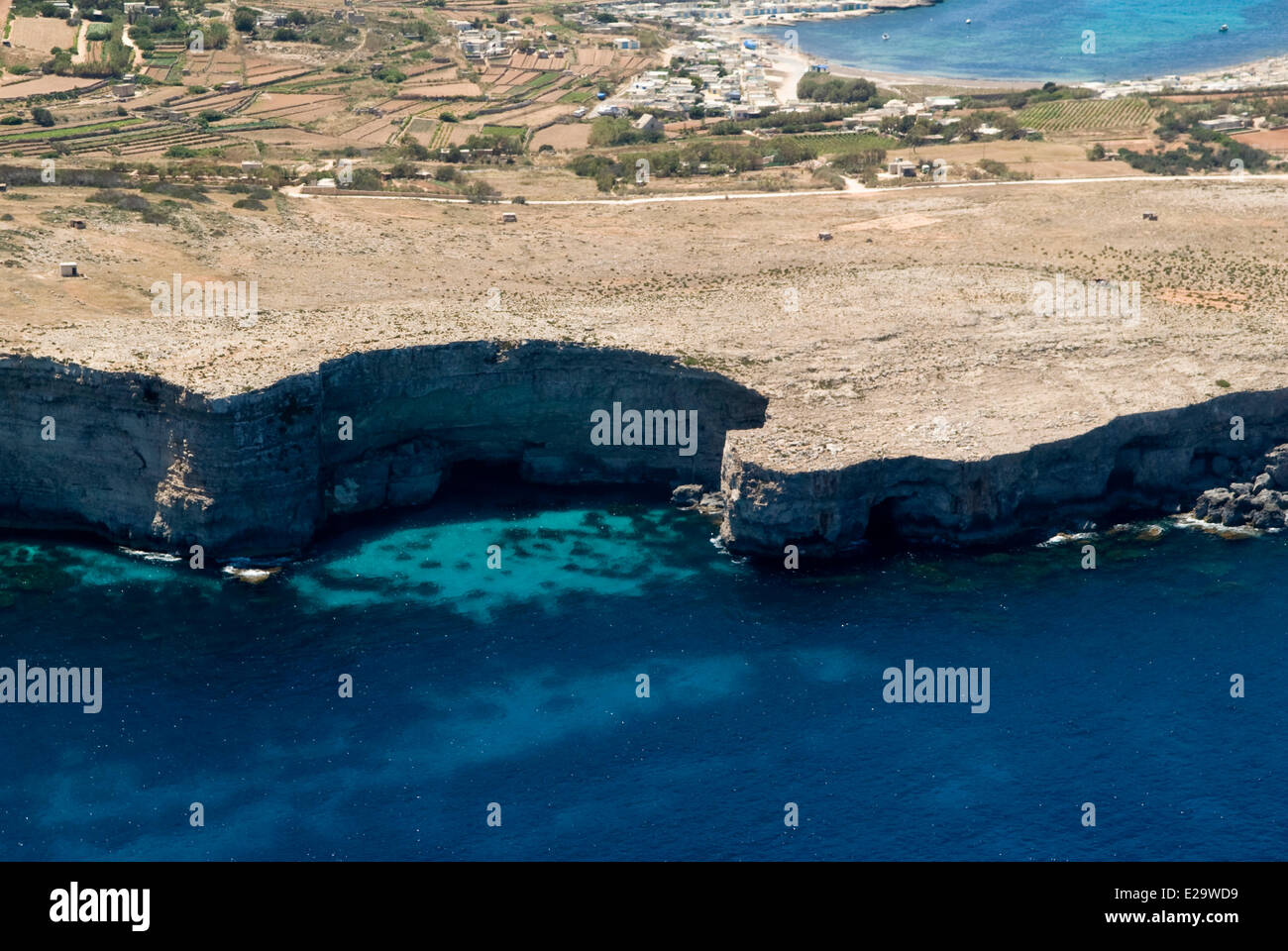 Malta, Comino Island, South East coast (aerial view) Stock Photo