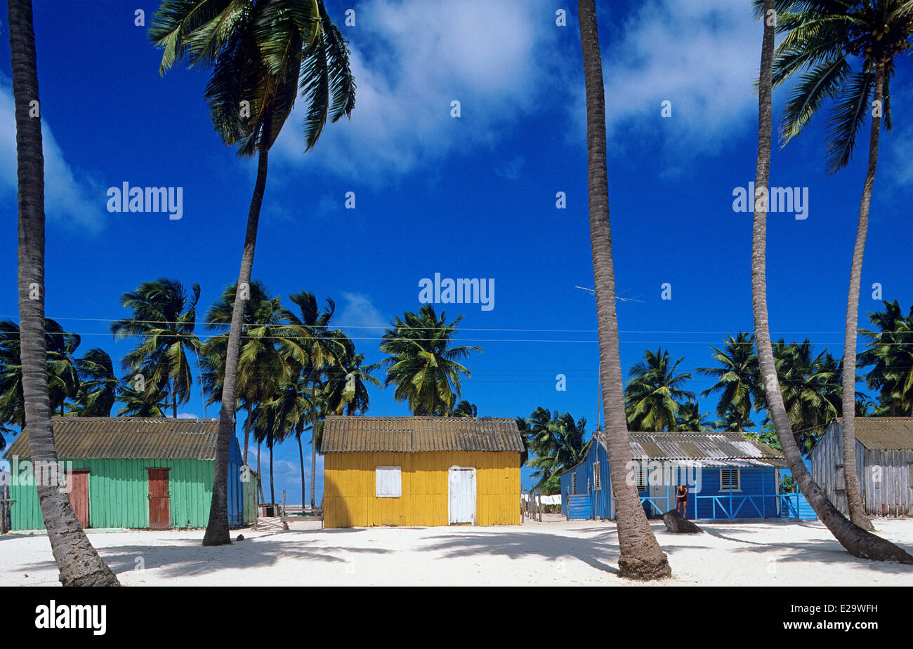 Dominican Republic, Samana peninsula, Del Este National Park, Saona Island, the village of Mano Juan Stock Photo
