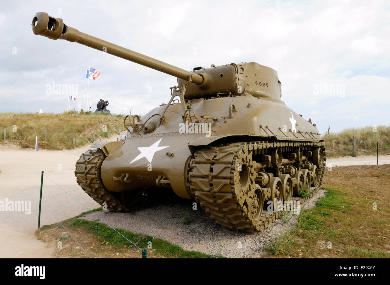 France, Manche, Pouppeville, Utah Beach, Sherman tank Stock Photo