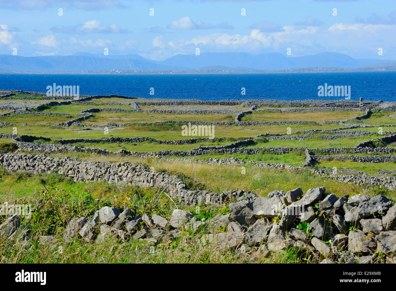 Ireland, County Galway, Aran Islands, Inishmore, Overlooking Galway bay and Connemara Stock Photo