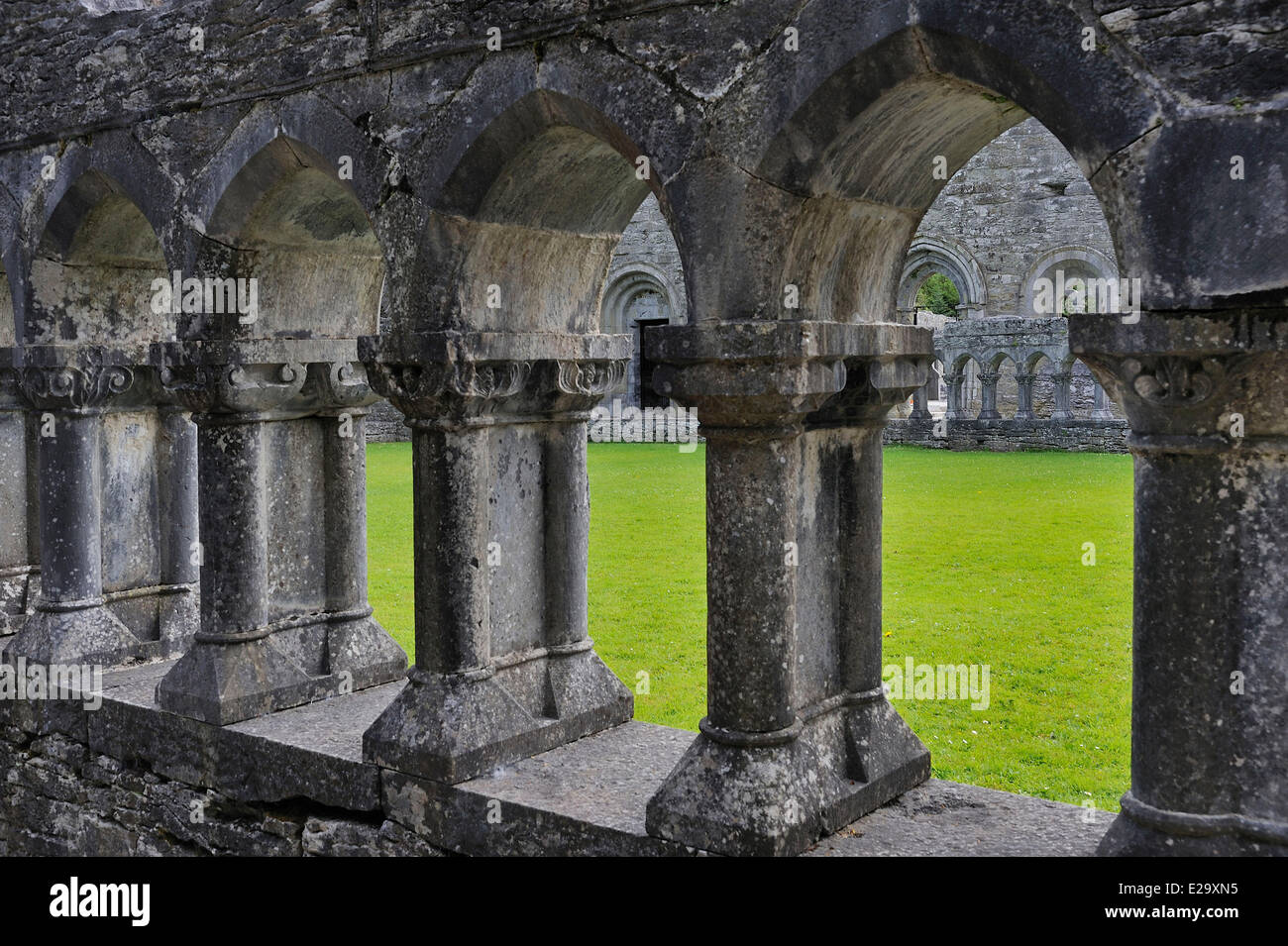 Ireland, County Mayo, Cong abbey, The cloister Stock Photo
