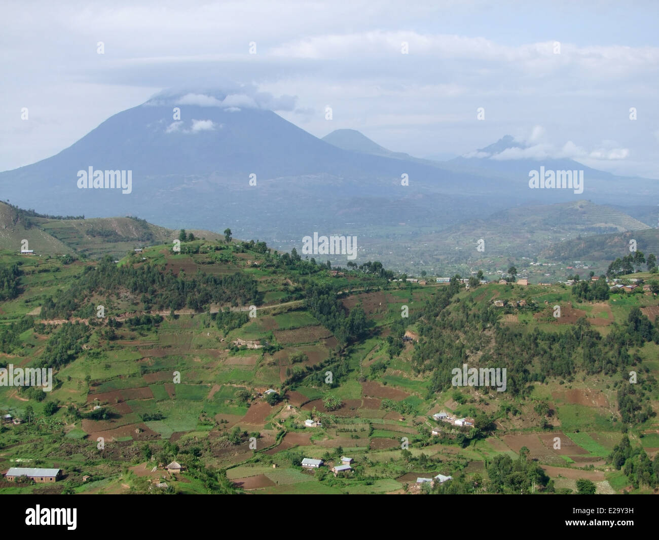 aerial view around the Virunga Mountains in Uganda (Africa) Stock Photo
