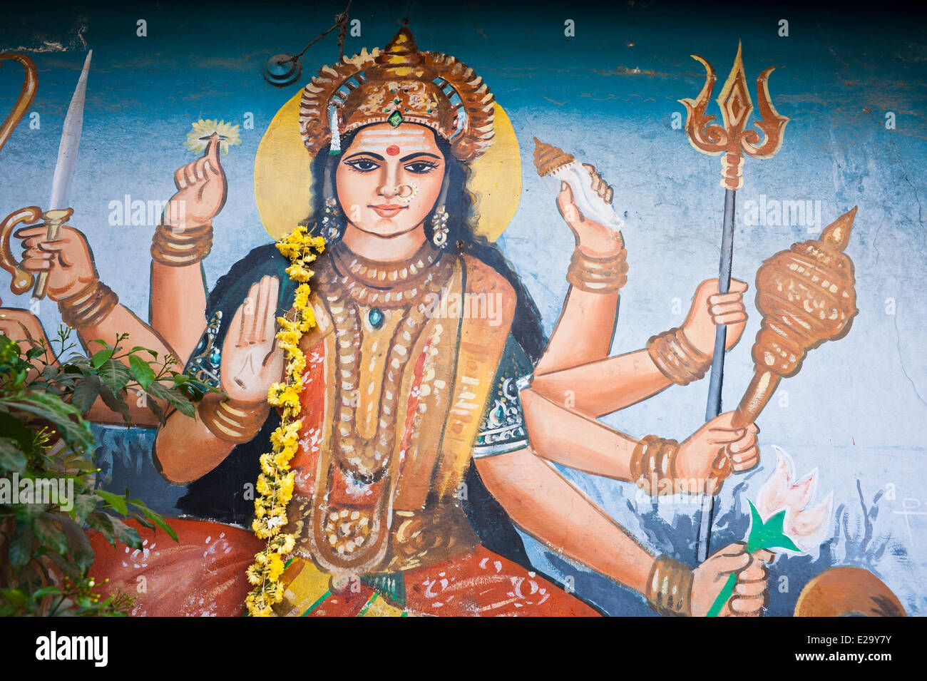 India, Tamil Nadu State, Kanchipuram, Shiva painting Stock Photo