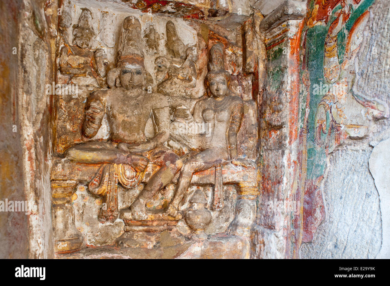 India, Tamil Nadu State, Kanchipuram, the 8th century Kailasanatha temple built by the Pallava and dedicated to Shiva Stock Photo