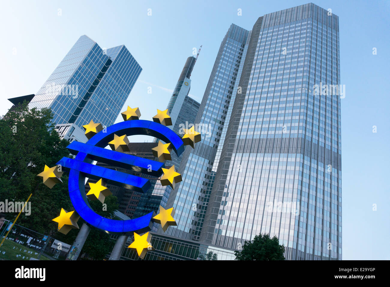 Euro-Sculpture in front of ECB in Frankfurt am Main, Hesse, Germany Stock Photo