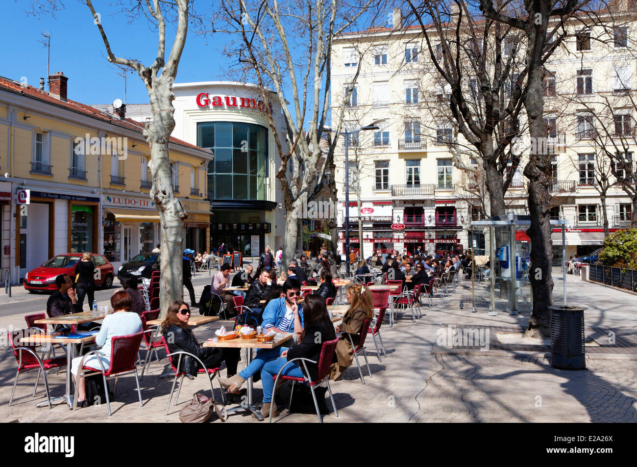 France, Loire, Saint Etienne, cafe Place Jean Jaures (Jean Jaures square  Stock Photo - Alamy