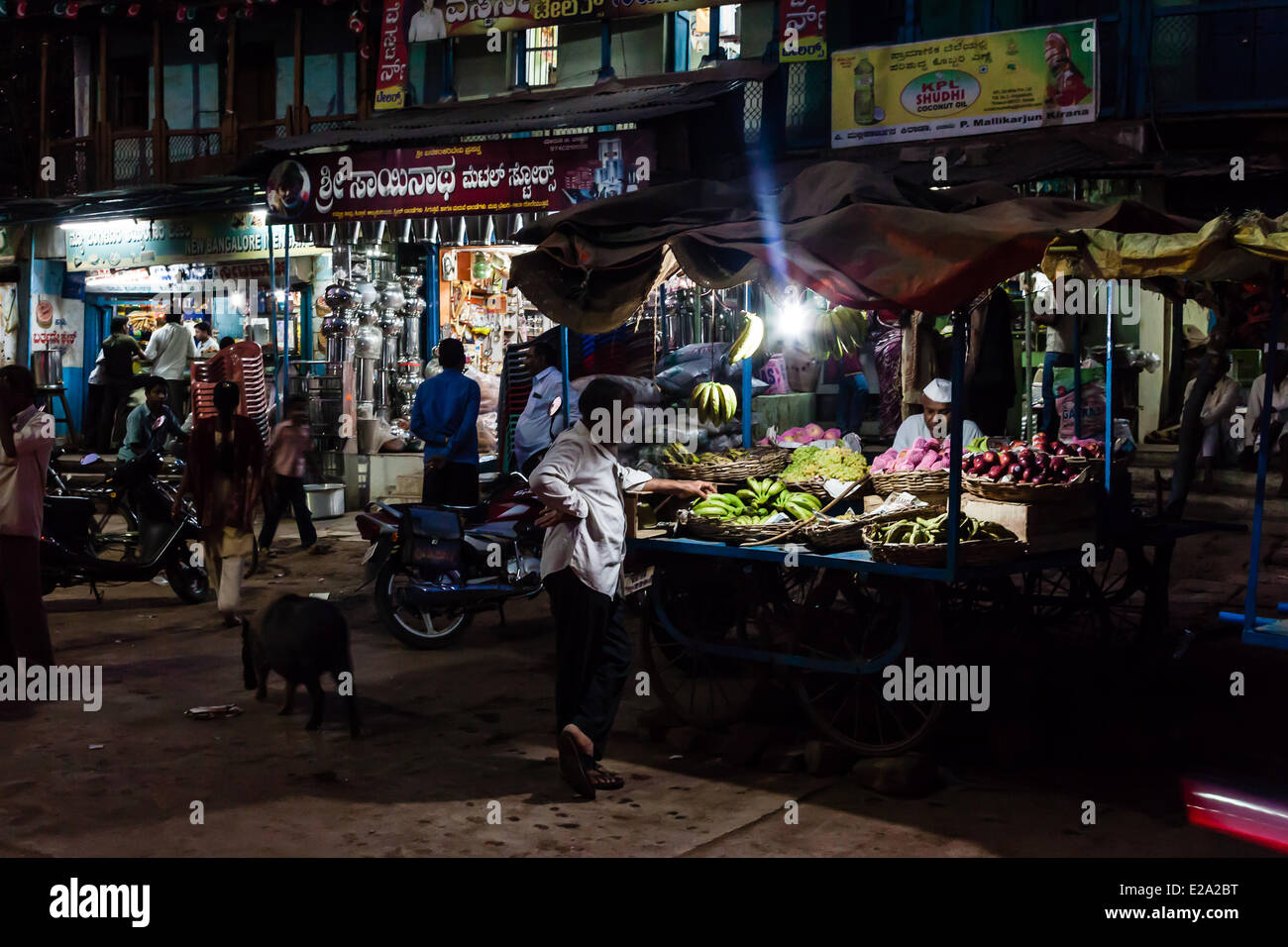India, Karnataka state, Badami, night market Stock Photo