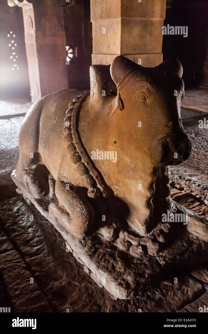 India, Karnataka state, Aihole, Nandi statue Stock Photo