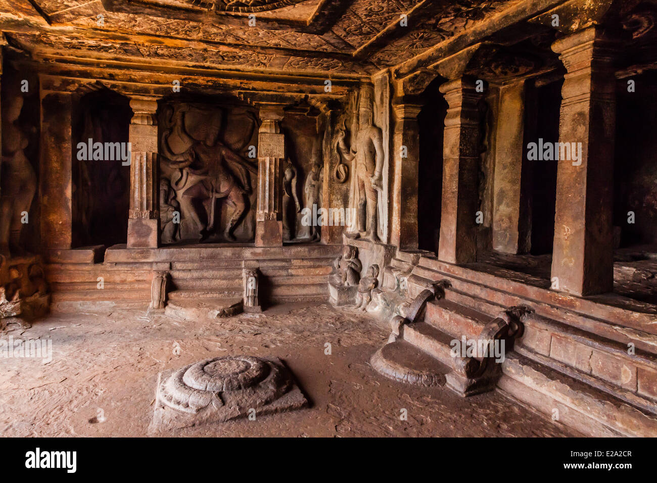 India, Karnataka state, Aihole, Ravanaphadi cave Stock Photo