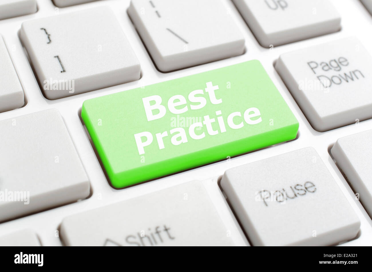 Green best practice key on keyboard Stock Photo - Alamy