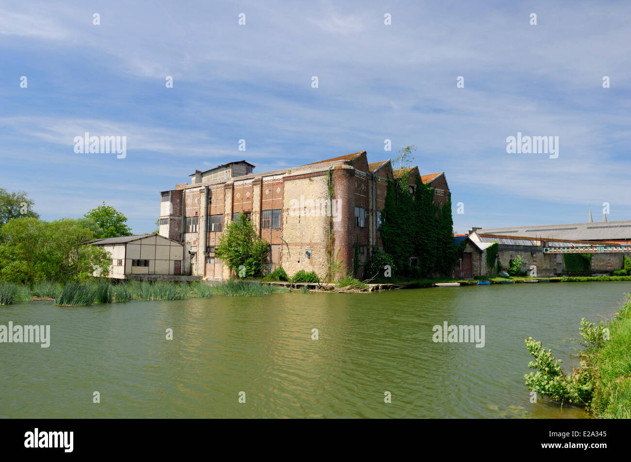 France, Ardennes, Mouzon, the Meuse River with in the background the ...
