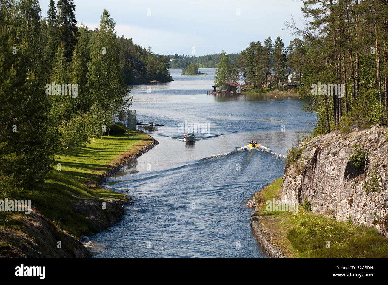 Finland, Southern Savonia, Ristiina, Navigation on the Varkaantaipale canal Stock Photo
