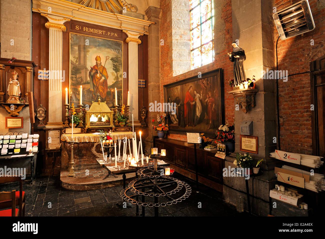 France, Nord, Maroilles, painting and reliquary of Saint Humbert ...