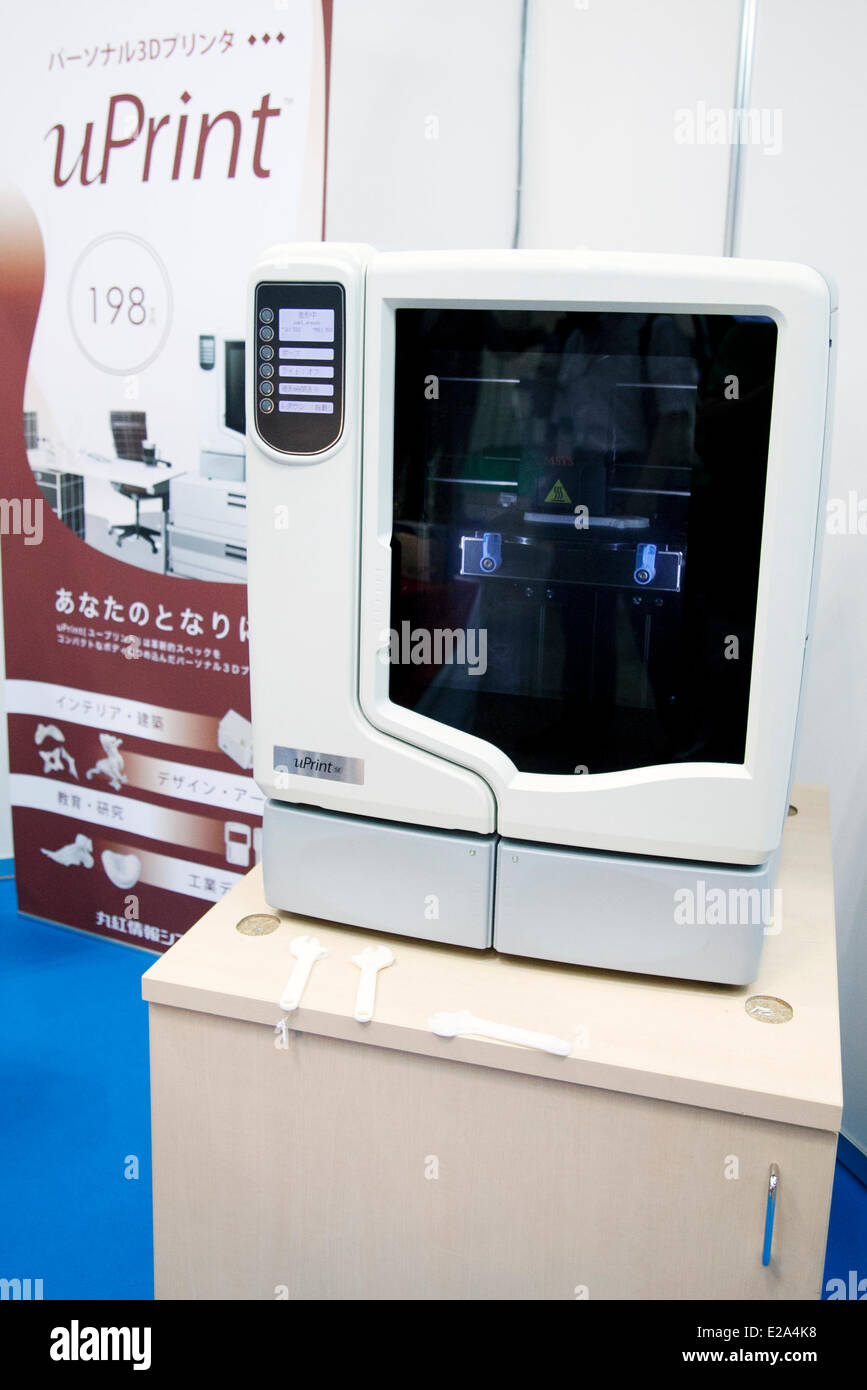 Tokyo, Japan. 18th June, 2014. – The 3D printer 'uPrint' at the Smart Community Japan 2014 in Tokyo Big Sight on June 18, 2014. The exhibition brings the latests products and technologies divided in 5 categories, 'Smart Community Exhibition', 'Biomass Expo', 'Next Generation Vehicle Exhibition, and newly-created 'Community Cloud 2014', which introduces technology for urban development. This year 229 enterprises and organizations shows their products from June 18th to 20th. Credit:  Aflo Co. Ltd./Alamy Live News Stock Photo