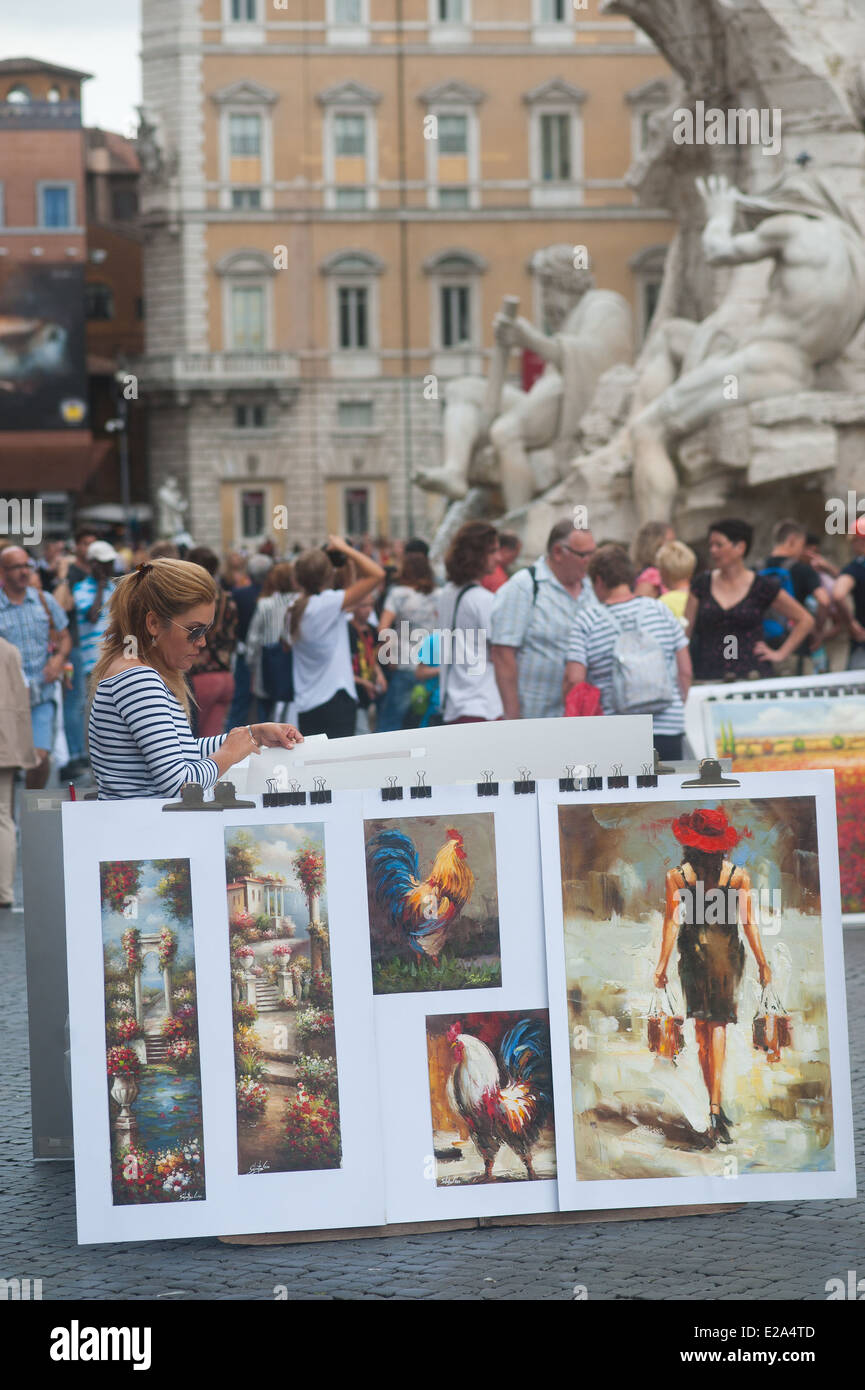 SALE!!! 絵 Piazza Navona ローマ、イタリア File:A view of Piazza Navona, Rome (by Ippolito Caffi).jpg