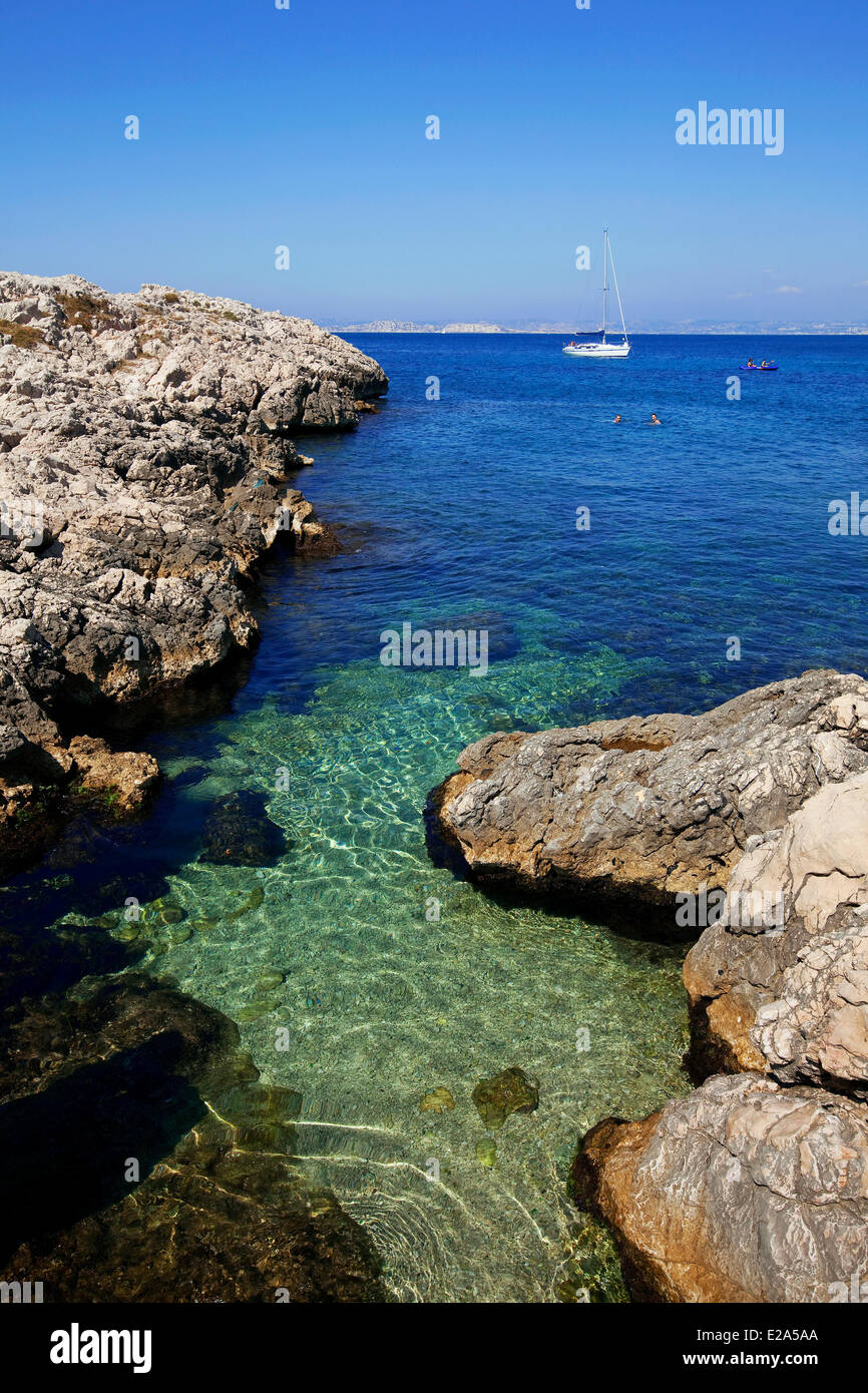 France, Bouches du Rhone, Marseille, european capital of culture 2013, 8th district, Les Goudes District, Cap Croisette Stock Photo