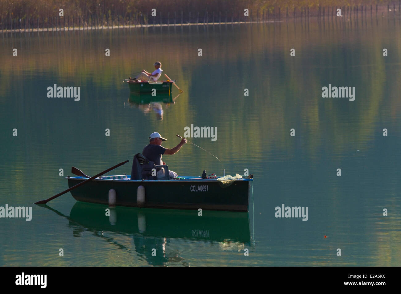 France, Savoie, Lac d'Aiguebelette (Aiguebelette lake) near Chambery, fishing Goregone (Lavaret) Stock Photo