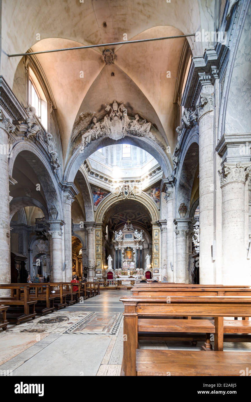 nave of Basilica of Santa Maria del Popolo, Rome, Italy Stock Photo