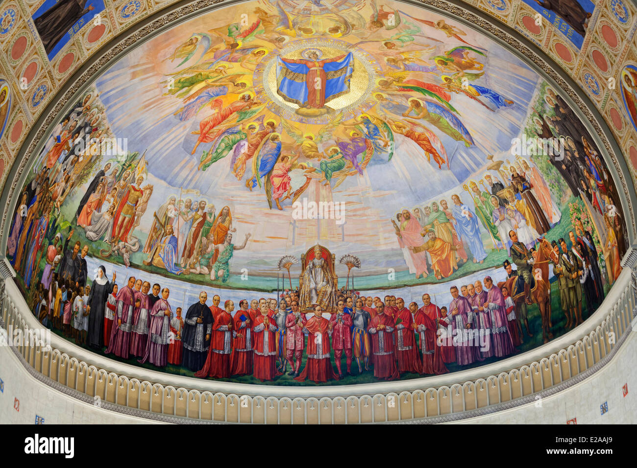 Canada, Quebec Province, Montreal, Little Italy, Notre Dame de la Defense church, the fresco of Guido Nincheri featuring the Stock Photo