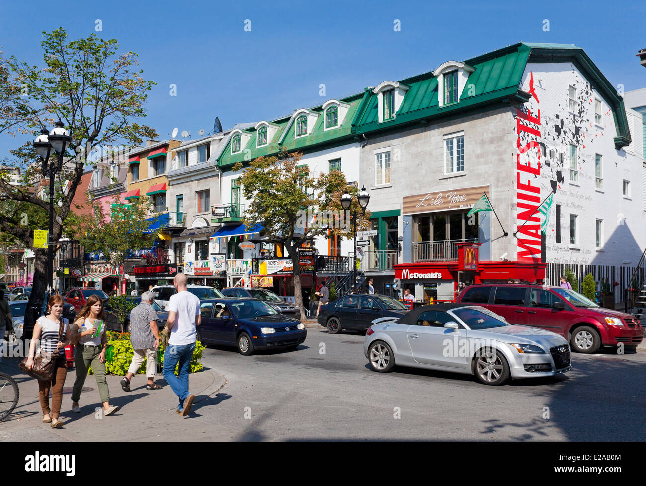 Canada, Quebec Province, Montreal, Latin Quarter, Rue Saint Denis Stock Photo