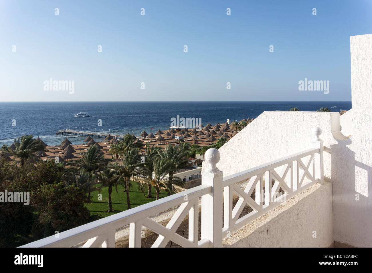 balcony with view of sea, Sheraton hotel, Sharm el-Sheikh, Sinai, Egypt Stock Photo