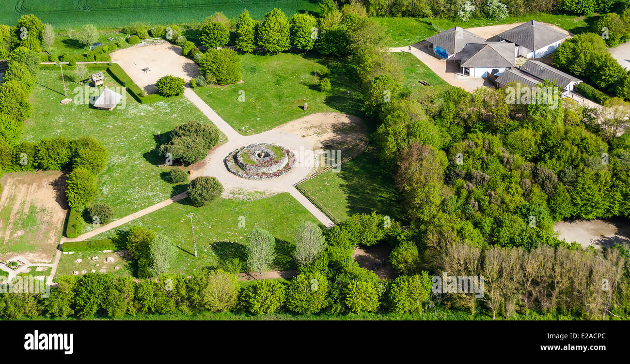 France, Vendee, Saint Hilaire la Foret, the cairn and the prehistoric museum (aerial view) Stock Photo