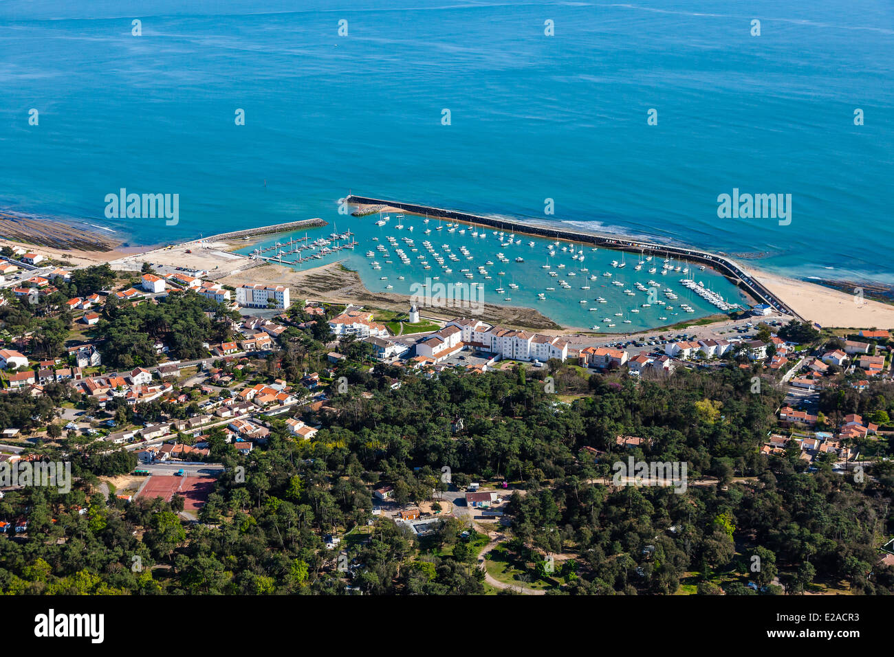 France, Vendee, Jard sur Mer, the marina (aerial view) Stock Photo