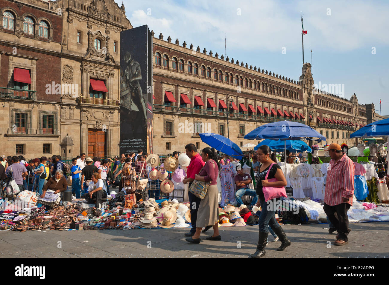 Mexico, Federal District, Mexico city, historical center listed as World Heritage by UNESCO, the Zocalo and the Palacio Stock Photo