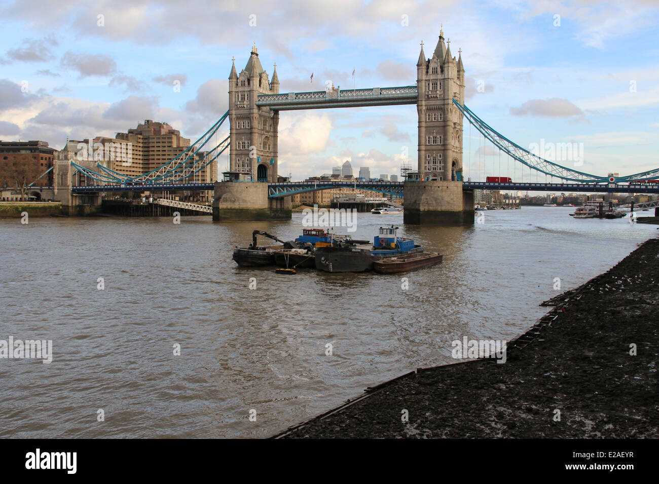 London: Tower Bridge as seen from South Banks of the Thames Stock Photo