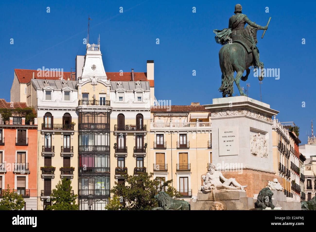Spain, Madrid, Plaza de Oriente, Philip IV equestrian statue by Pietro Tacca realised between 1634 and 1640 Stock Photo
